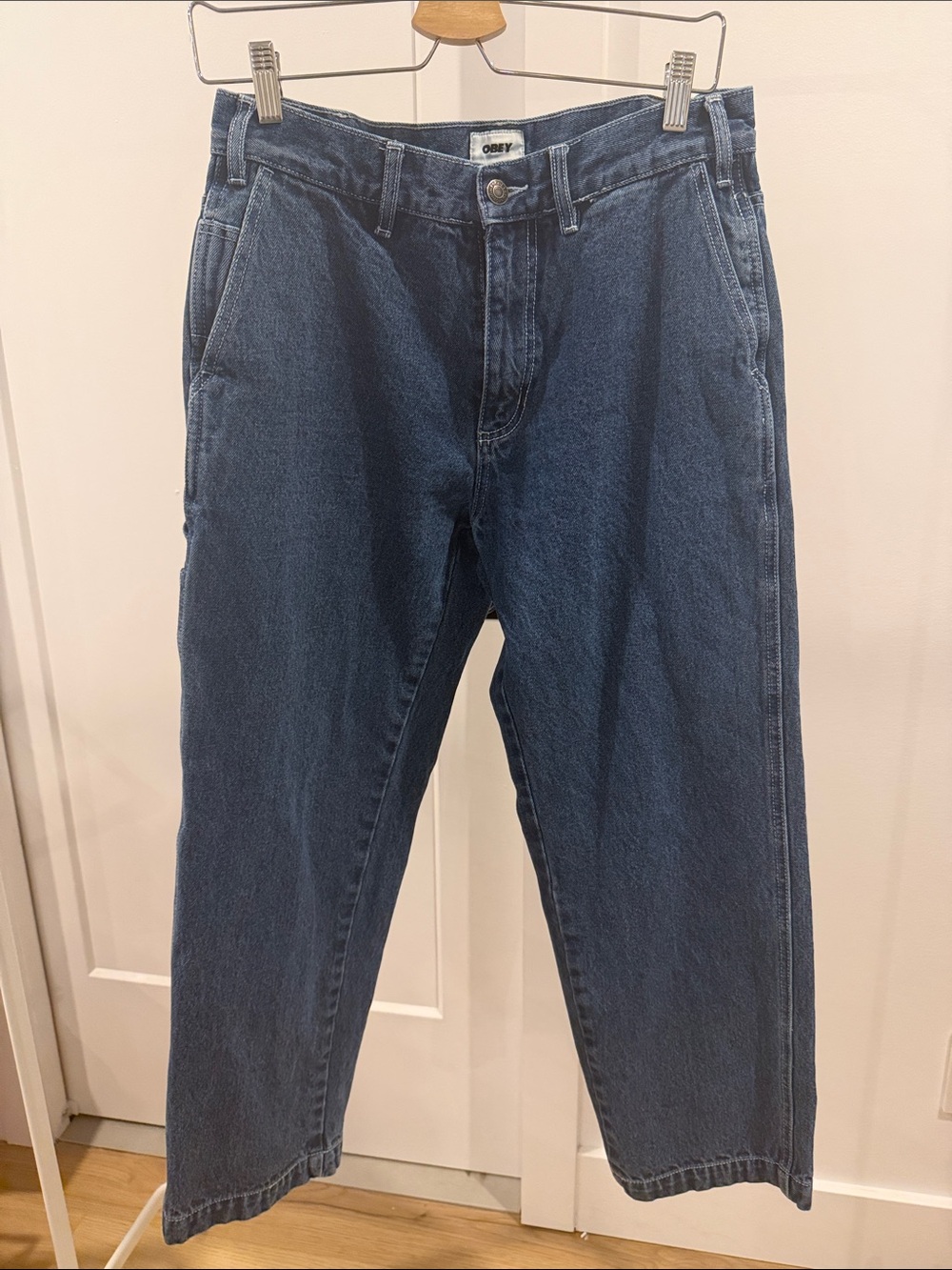 Obey Relaxed Fit Jeans in Dark Blue Denim
